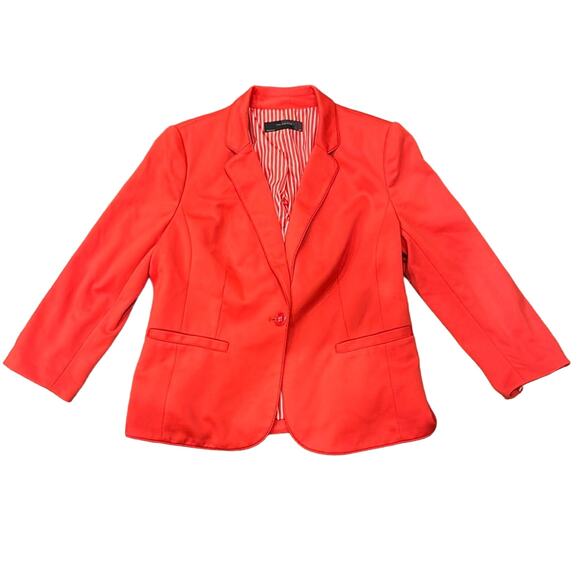 NWT The Limited Coral Red On Button Notch Collar Blazer Size L - Picture 1 of 9